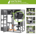 Segmart Large Catio Cat House, Outdoor Wooden Cat Catio Enclosure with Sunshine Board, Outdoor Walk-in Weatherproof UV Proof Cat Condo Playpen Enclosures for Cats, Dark Grey