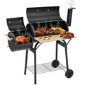 Segmart Charcoal Grill with Offset Smoker & Side Table, Portable Outdoor Camping Barrel BBQ Oven with Wheels, Black