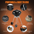 Segmart Kettle Charcoal Grill, 18 Inch Portable Camping BBQ Grill with Wheels for Outdoor Cooking Picnic Barbecue, Black