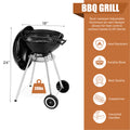 Segmart Kettle Charcoal Grill, 18 Inch Portable Camping BBQ Grill with Wheels for Outdoor Cooking Picnic Barbecue, Black