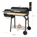 Segmart Charcoal Grill with Offset Smoker & Side Table, Portable Outdoor Camping Barrel BBQ Oven with Wheels, Black