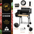 Segmart Charcoal Grill with Offset Smoker & Side Table, Portable Outdoor Camping Barrel BBQ Oven with Wheels, Black