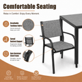 7 Piece Outdoor Dining Set, Patio Dining Table Set for 6 Persons, Garden Patio Textilene Dining Furniture Set with Plastic-Wood Tabletop, Dining Table Chairs Conversation Set for Deck Patio