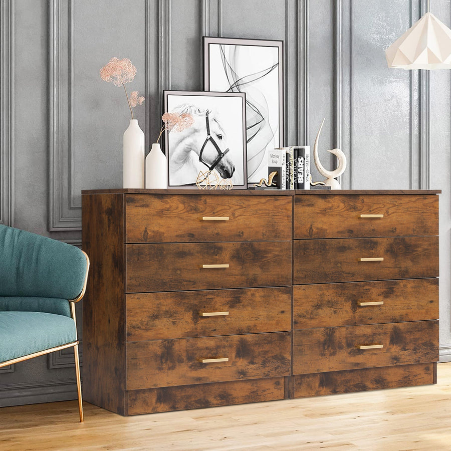 4-Drawer Wood Chest of Drawers for Bedroom, Fashion Elegant Chest of Drawers w/Metal Handles, Durable MDF Wood Chest Cabinet for Closet to Storing Clothes Office, Brown, S7891