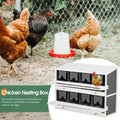 Segmart Chicken Nesting Box for Laying Eggs, Solid Wooden 8 Hole Large Wooden Hen House with 2 Roll Out Drawers and 4 Vented Holes, 2 Foldable Perches, Grey