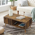 Cocktail Table for Living Room, 2-tier Industrial Coffee Table with Storage Shelf, Small Tea Table for Bedroom, Office, Easy Assembly Accent Furniture