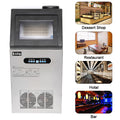 Commercial Ice Maker Machine, Portable Freestanding Built-In Stainless Steel Ice Maker, 110lbs/24h, 33lbs Storage, Under Counter Automatic Ice Machine for Restaurant Bar Cafe, ETL Listed, S6133