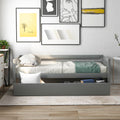 Twin Daybed Bed, SEGMART Captain Sofa Bed with 2 Storage Drawers, Wood Twin Daybed Bed with 10 Slats Strong Support, Farmhouse Style Solid Wood Bedframe for Kid's Room, Teens, Grey, S321