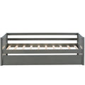 Twin Daybed Bed, SEGMART Captain Sofa Bed with 2 Storage Drawers, Wood Twin Daybed Bed with 10 Slats Strong Support, Farmhouse Style Solid Wood Bedframe for Kid's Room, Teens, Grey, S321