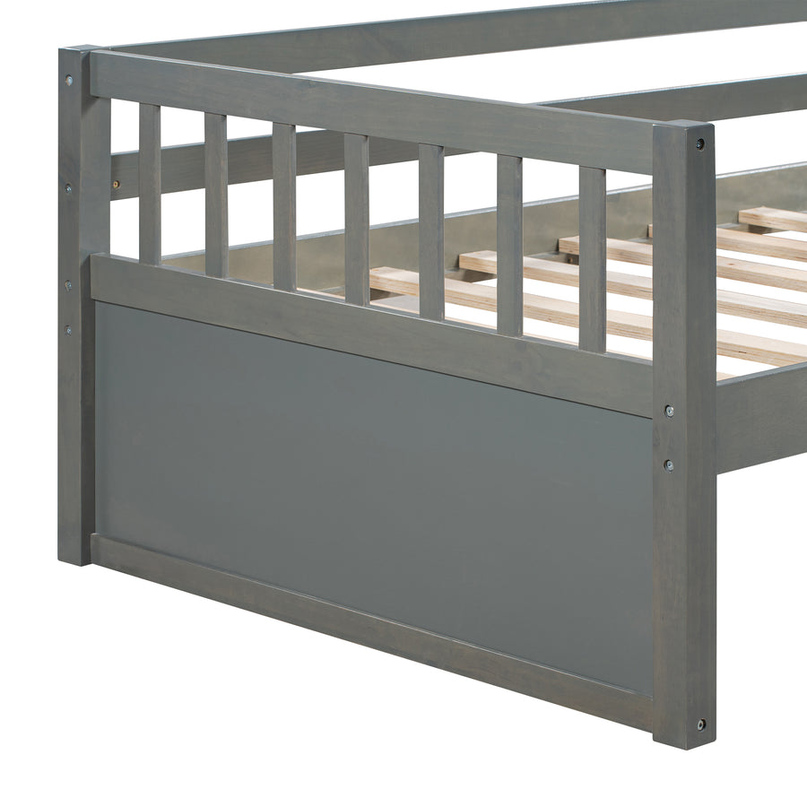 Twin Daybed Bed, SEGMART Captain Sofa Bed with 2 Storage Drawers, Wood Twin Daybed Bed with 10 Slats Strong Support, Farmhouse Style Solid Wood Bedframe for Kid's Room, Teens, Grey, S321