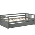Twin Daybed Bed, SEGMART Captain Sofa Bed with 2 Storage Drawers, Wood Twin Daybed Bed with 10 Slats Strong Support, Farmhouse Style Solid Wood Bedframe for Kid's Room, Teens, Grey, S321