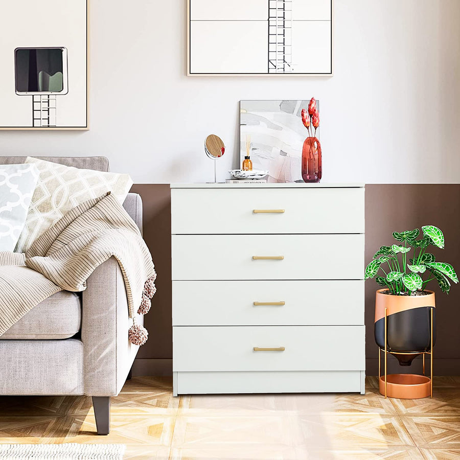 White Wood Chest Cabinet, SEGMART 26'' x 13'' x 29'' Durable MDF Wood Chest Cabinet with Metal Handles, Simple Bedroom Furniture Chest of Drawers for Closet to Storing Clothes, Cosmetic, S7893