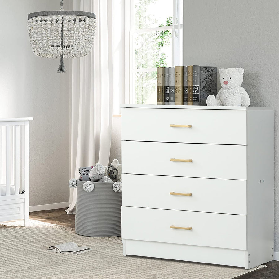 White Wood Chest Cabinet, SEGMART 26'' x 13'' x 29'' Durable MDF Wood Chest Cabinet with Metal Handles, Simple Bedroom Furniture Chest of Drawers for Closet to Storing Clothes, Cosmetic, S7893