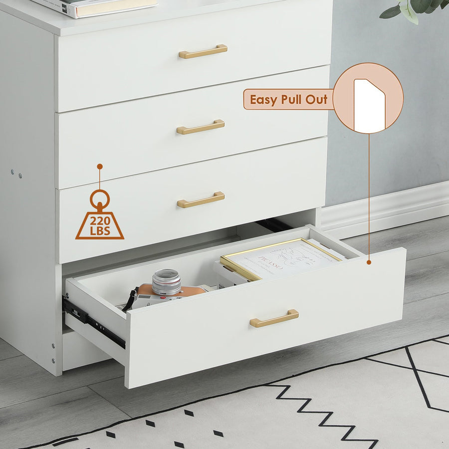 SEGMART 4-Drawer Dresser for Bedroom, 26'' x 13'' x 29'' Fashion Simple Wood Chest of Drawers with Metal Handles, Durable MDF Wood Universal Chest Cabinet for Closet to Storing Clothes, S7884