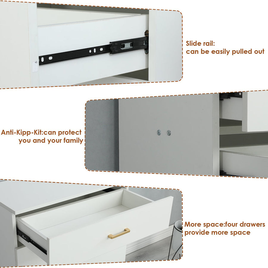 SEGMART 4-Drawer Dresser for Bedroom, 26'' x 13'' x 29'' Fashion Simple Wood Chest of Drawers with Metal Handles, Durable MDF Wood Universal Chest Cabinet for Closet to Storing Clothes, S7884