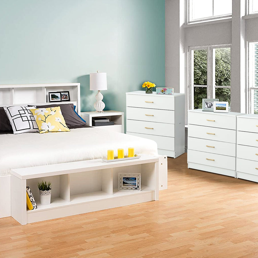 White Wood Chest Cabinet, SEGMART 26'' x 13'' x 29'' Durable MDF Wood Chest Cabinet with Metal Handles, Simple Bedroom Furniture Chest of Drawers for Closet to Storing Clothes, Cosmetic, S7893