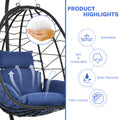 Patio Lounger Egg Chair, Outdoor Hanging Chaise Swing Egg-Shaped Chair w/Hanging Kits, Durable All-Weather UV Wicker Patio Rattan Lounge Chair for Bedroom, Patio, Deck, Yard, Garden, 350lbs, SS1993