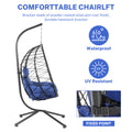 Patio Lounger Egg Chair, Outdoor Hanging Chaise Swing Egg-Shaped Chair w/Hanging Kits, Durable All-Weather UV Wicker Patio Rattan Lounge Chair for Bedroom, Patio, Deck, Yard, Garden, 350lbs, SS1993