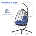 Patio Lounger Egg Chair, Outdoor Hanging Chaise Swing Egg-Shaped Chair w/Hanging Kits, Durable All-Weather UV Wicker Patio Rattan Lounge Chair for Bedroom, Patio, Deck, Yard, Garden, 350lbs, SS1993
