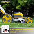 Outdoor 21Inch Lawn Mower, 80V Electric Powered Lawn Mower with 5 Adjustable Heights, 4 Wheels Engine Lawn Mower with Bag, 3-in-1 Walk-Behind Lawn Mowers, Yellow