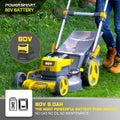 Outdoor 21Inch Lawn Mower, 80V Electric Powered Lawn Mower with 5 Adjustable Heights, 4 Wheels Engine Lawn Mower with Bag, 3-in-1 Walk-Behind Lawn Mowers, Yellow
