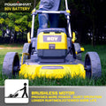 Outdoor 21Inch Lawn Mower, 80V Electric Powered Lawn Mower with 5 Adjustable Heights, 4 Wheels Engine Lawn Mower with Bag, 3-in-1 Walk-Behind Lawn Mowers, Yellow
