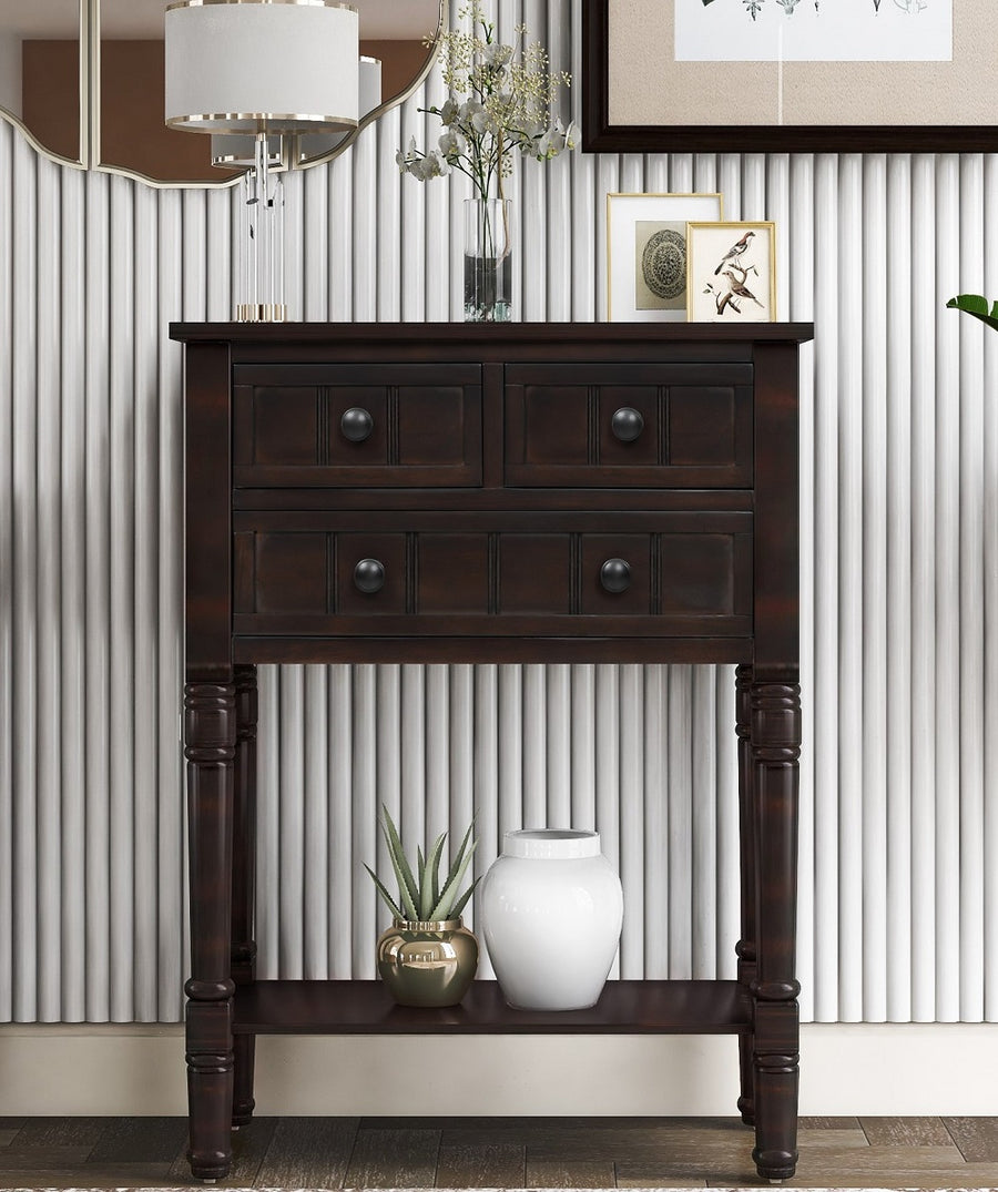 Entryway Table with Drawers & Shelf, SEGMART 23" Small Console Table Sofa Table with Storage, Elegant Console Table Small Entry Table for Small Spaces Living Room Hallway Foyer Study, Espresso, H1065