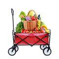 Segmart Folding Wagon Camp Cart, Outdoor Beach Wagon with Adjustable Handle & 2 Mesh Cup Holders, Utility Wagon Perfect for Camping, Beach, 150lbs, Red, S10484