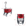 Segmart Folding Wagon Camp Cart, Outdoor Beach Wagon with Adjustable Handle & 2 Mesh Cup Holders, Utility Wagon Perfect for Camping, Beach, 150lbs, Red, S10484
