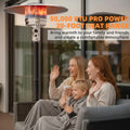 48,000 BTU Patio Heater for Outdoor Use, Propane Patio Heater with Table Design & Wheels, Commercial & Residential, Black