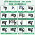 Segmart 16-in-1 Multi Combo Game Tables, Kids Compact Combination Game Tables w/Foosball, Air Hockey, Pool Table, Ping Pong, Basketball, Bow and Arrow Set for Home, Game Room, Family, Brown