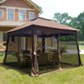 Segmart Outdoor Patio Gazebo 11'x 11', Pop Up Party Tent With Removable Zipper Netting, Shelter with Double Roofs, Mosquito Nettings and Privacy Screens for Backyard, Garden, Lawn, Coffee