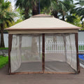 Segmart Outdoor Patio Gazebo 11'x 11', Pop Up Party Tent With Removable Zipper Netting, Shelter with Double Roofs, Mosquito Nettings and Privacy Screens for Backyard, Garden, Lawn, Beige