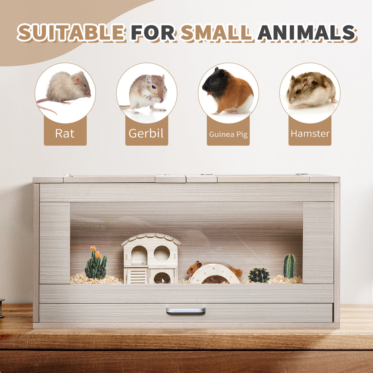 Segmart Furniture-Style Hamster Cage, Deluxe Wooden Storage Cabinet Sm ... - Hamster Cage Kits With Cage Storage