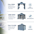 Segmart 10' x 10' Hardtop Gazebo Outdoor, Galvanized Steel Aluminum Metal Double Roof Gazebo with Netting and Curtains, Permanent Patio Gazebo Pavilion for Backyard, Deck, Lawn, Gray