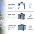 Segmart 10' x 12' Hardtop Gazebo Outdoor, Galvanized Steel Aluminum Metal Double Roof Gazebo with Netting and Curtains, Permanent Patio Gazebo Pavilion for Backyard, Deck, Lawn, Gray