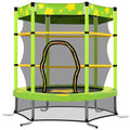 Kids Outdoor Mini Trampoline, 55" Green Small Toddler Trampoline with Enclosure, Rebounder Trampoline with Water Sprinkler for Kid Exercise & Play Indoor Outdoor, L4054