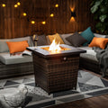 SEGMART 28'' Outdoor Gas Fire Pit Table, 40,000 BTU Propane Patio Heater with Lid and Lava Rocks, Propane Fire Pit Table with Auto-Ignition for Garden Patio Backyard Picnic, All-weather Fire Pit, B27