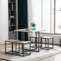 Metal and Wood Dining Table Set, Kitchen Compact Rectangular Dining Table with MDF Wood Tabletop and Sturdy Steel Frame, Industrial Modern Wood Dining Table and Bench with Steel Pipes, S9986