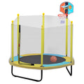 Mini Trampoline for Kids, 60" Portable Small Toddler Trampoline with Basketball Hoop, Durable and Safe Rebounder Trampoline for Kid Exercise, Outdoor Indoor Exercise Trampoline, Yellow, L3702