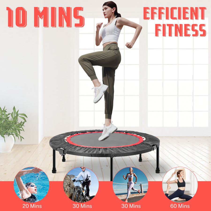 Segmart 40'' Fitness Trampoline, Foldable Mini Indoor Workout Trampoline for Adults, Exercise Rebounder Trampoline, 330 lbs, Black