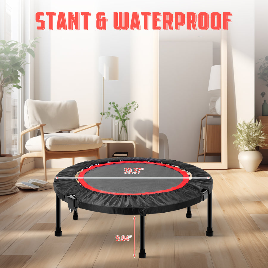 Segmart 40'' Fitness Trampoline, Foldable Mini Indoor Workout Trampoline for Adults, Exercise Rebounder Trampoline, 330 lbs, Black