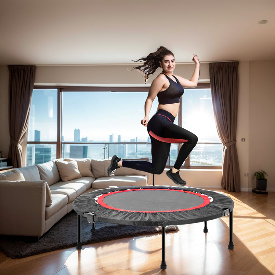 Segmart 40'' Fitness Trampoline, Foldable Mini Indoor Workout Trampoline for Adults, Exercise Rebounder Trampoline, 330 lbs, Black