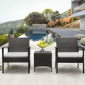 Outdoor Conversation Sets, 3 Piece Wicker Patio Set With Glass Dining Table, Modern Bistro Patio Set Rattan Chair Patio Furniture Sets with Coffee Table for Backyard, Porch, Garden, Poolside, L4776