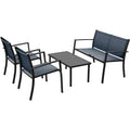 4 Piece Outdoor Patio Furniture Set, SEGMART All-Weather Modern Sofa Set with Loveseat, Glass Top Table Patio Conversation Set for Yard, Pool or Backyard, Gray