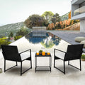 Outdoor Patio Furniture Sets Clearance, 3 Piece Outdoor Chairs with Cushions, Modern Patio Bistro Rattan Chair Conversation Sets with Coffee Table for Backyard Garden Pool Deck, L