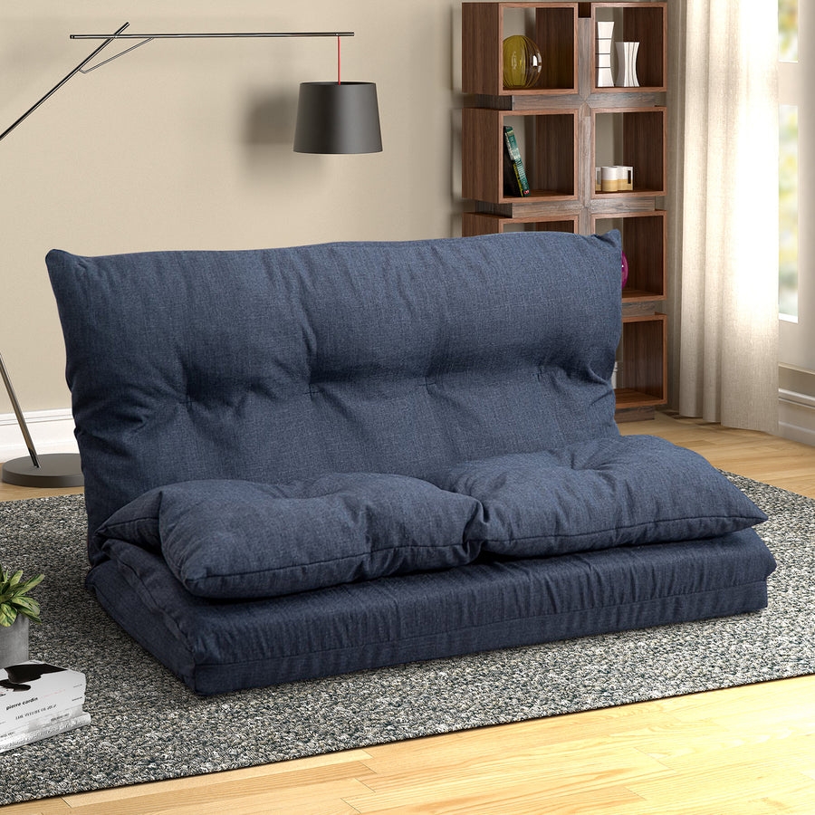 Floor Sofa Bed, Foldable Double Chaise Lounge Sofa Chair with Two Pillows, Adjustable Floor Couch and Sofa for Living Room and Bedroom, Lazy Sofa Floor Chair for Gaming, Sleeper and Reading, L2791