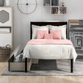 Twin Size Platform Bed, Elegant Kids Wood Bed Frame with 2 Drawers, Minimalistic Wood Platform Bed with Solid Pine Wood Headboard, Wood Slat Support Mattress Foundation, Twin, White, SS953