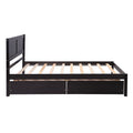 Twin Size Platform Bed, Elegant Kids Wood Bed Frame with 2 Drawers, Minimalistic Wood Platform Bed with Solid Pine Wood Headboard, Wood Slat Support Mattress Foundation, Twin, White, SS953