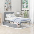 Twin Size Platform Bed, Elegant Kids Wood Bed Frame with 2 Drawers, Minimalistic Wood Platform Bed with Solid Pine Wood Headboard, Wood Slat Support Mattress Foundation, Twin, White, SS953